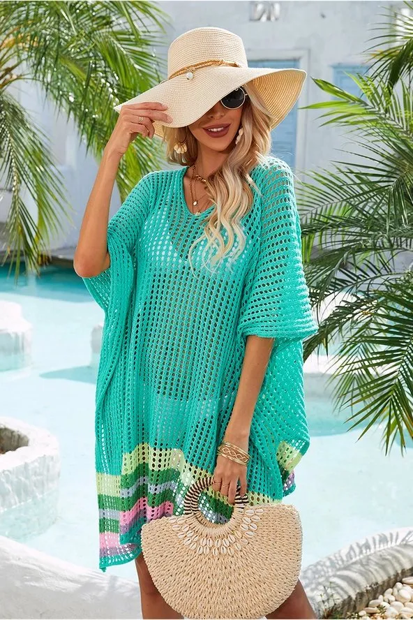 HOLLOW KNITTED SWIM POOL COVERUP