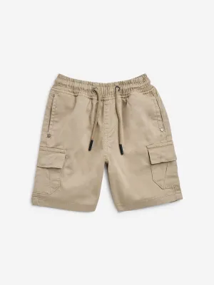 HOP Kids Taupe Cargo-Style Mid-Rise Cotton-Blend Shorts