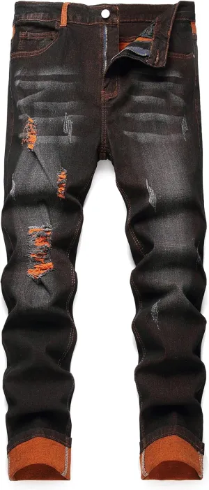 Jeans for Men Stretch Slim Fit Denim Comfort Flex Waist Colored Pants Strechy Regular Fit Tapered Leg