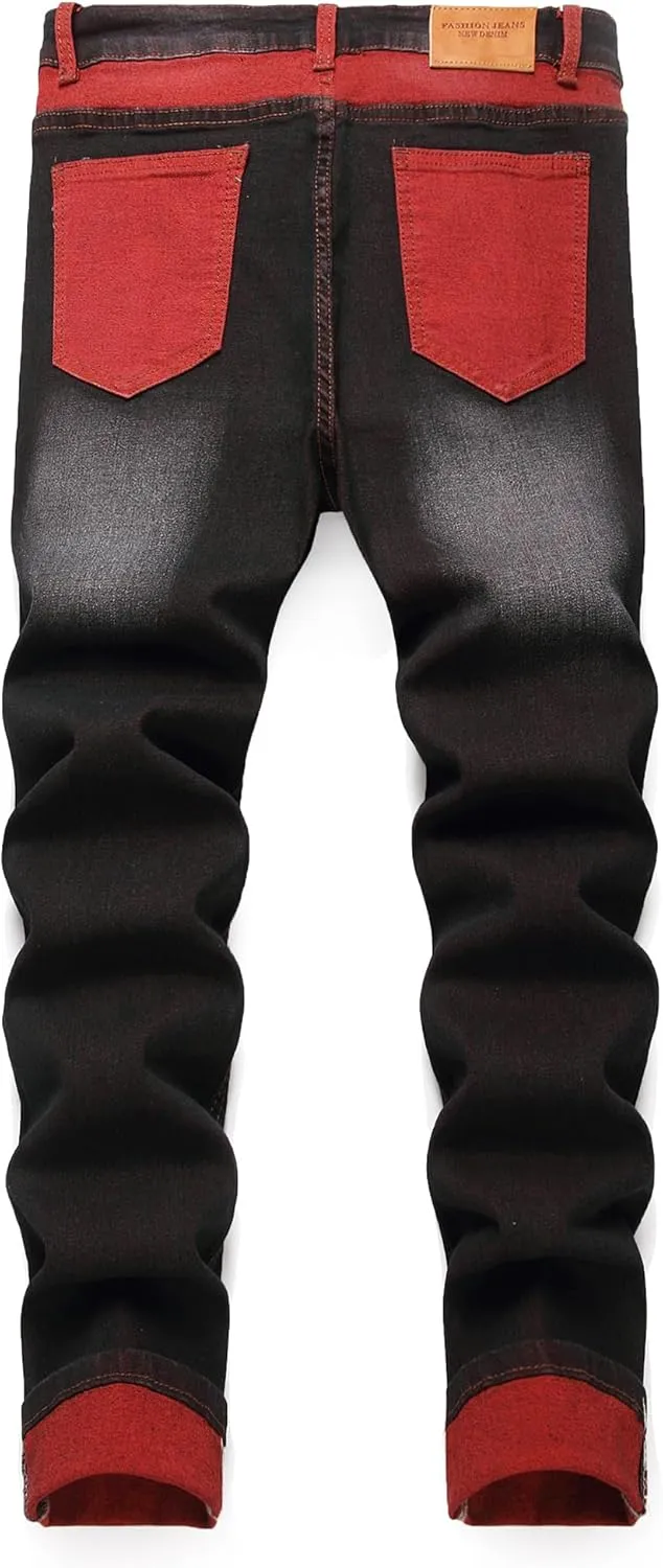 Jeans for Men Stretch Slim Fit Denim Comfort Flex Waist Colored Pants Strechy Regular Fit Tapered Leg