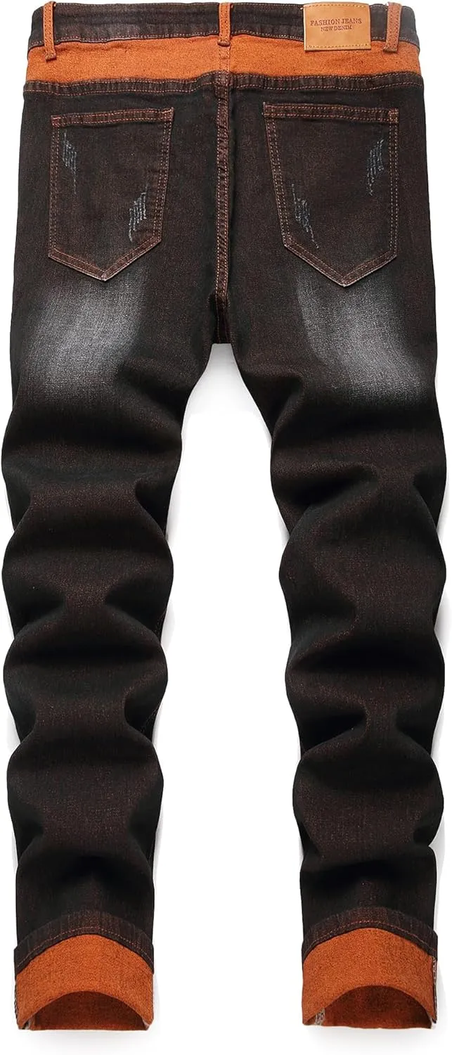 Jeans for Men Stretch Slim Fit Denim Comfort Flex Waist Colored Pants Strechy Regular Fit Tapered Leg
