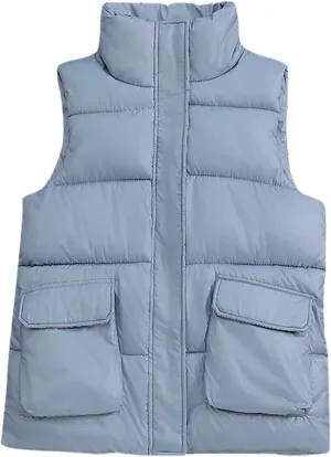 Jegsnoe Women Down Vest Jacket Cotton Padded Sleeveless Jacket Female Waistcoat
