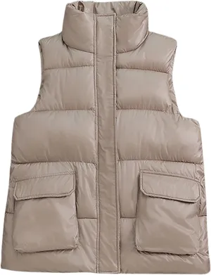 Jegsnoe Women Down Vest Jacket Cotton Padded Sleeveless Jacket Female Waistcoat
