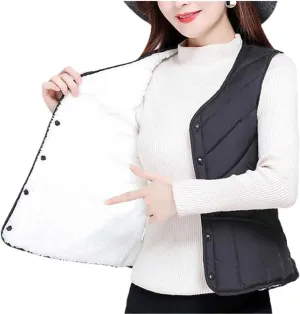 Jegsnoe Women Down Vest Winter Warm Cotton Padded Sleeveless Jacket Slim Fit Waistcoat