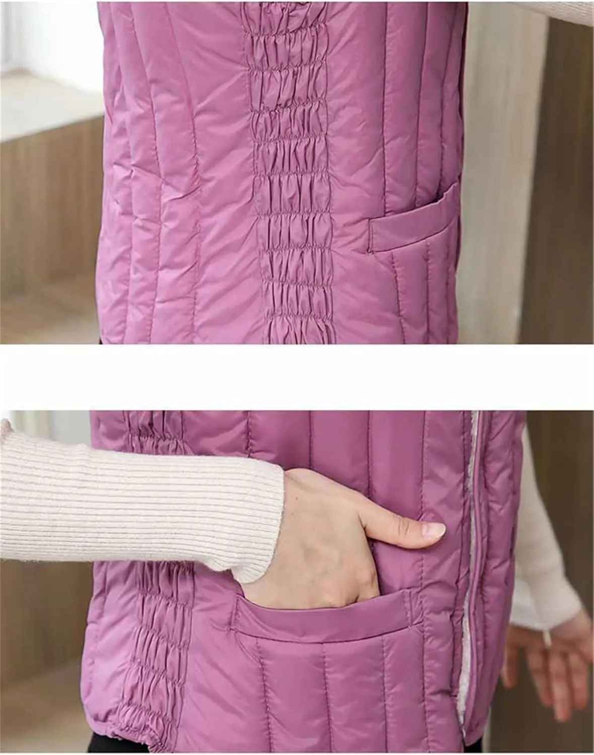 Jegsnoe Women Down Vest Winter Warm Cotton Padded Sleeveless Jacket Slim Fit Waistcoat