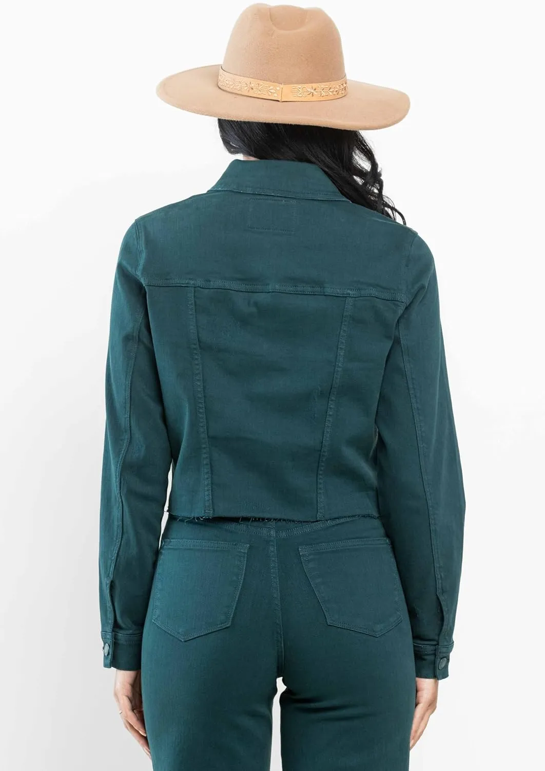 Judy Blue Women's Teal Green Denim Jacket  Great Fit, Classic Casual Style, Stretch Comfort, Perfect for Layering 7864-