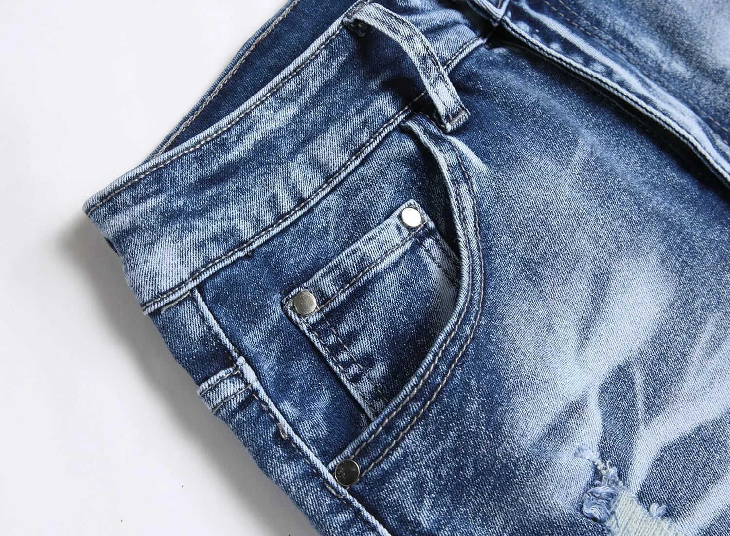 JUNBAOSS Men's Slim Fit Stretch Denim Shorts Ripped Skinny Jean Shorts for Men,Fashion Straight Comfort Flex Waist Short