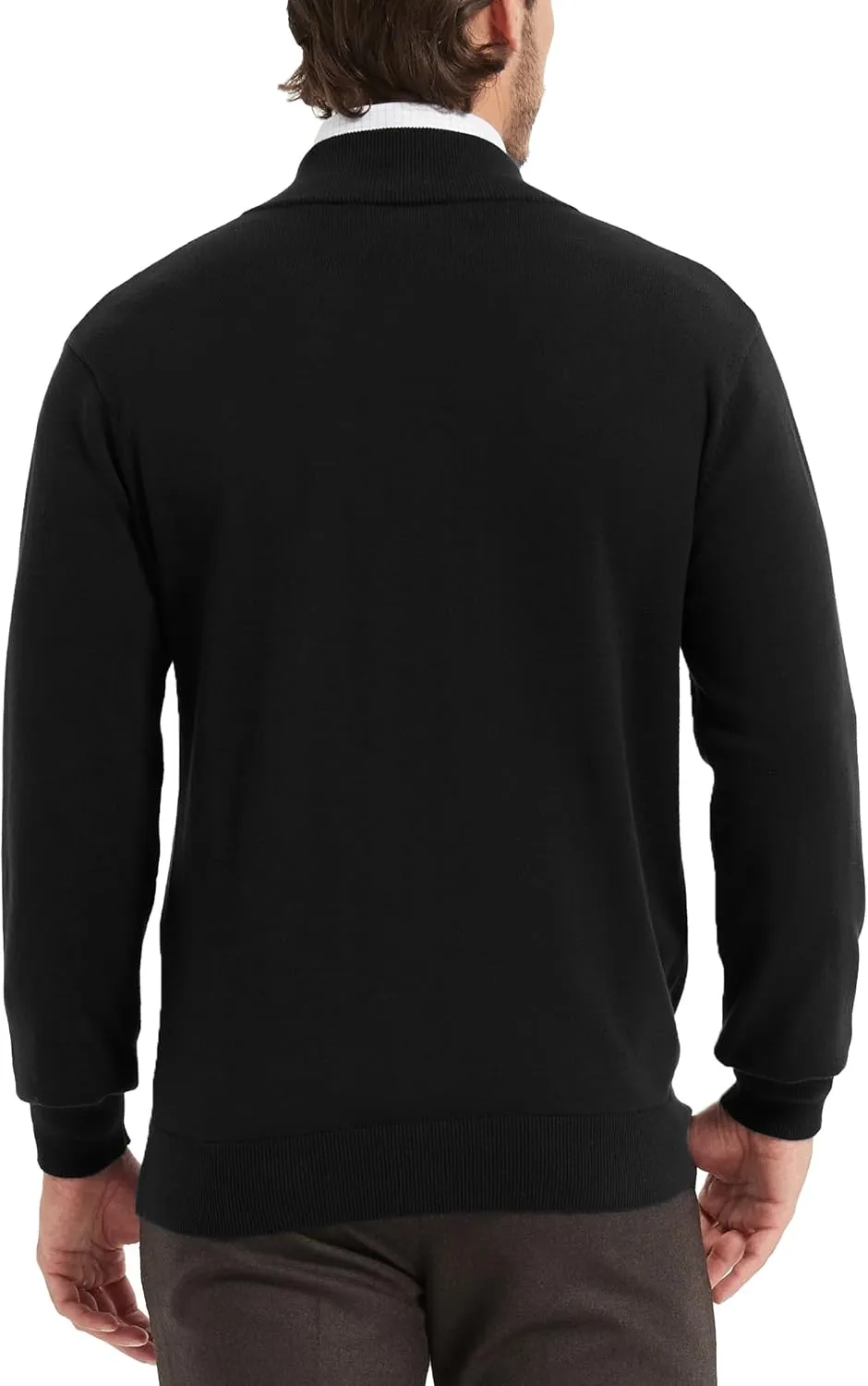Kallspin Men's Pure Cotton Full Zip Up Sweater Cardigan Stand Collar Lightweight Knitted Cardigan Casual Outerwear