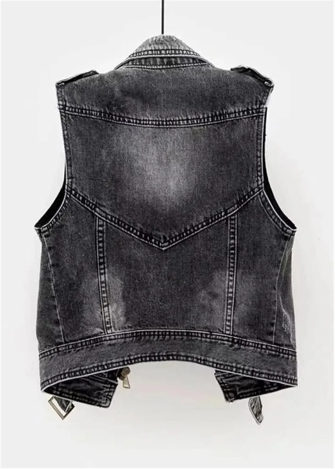 Kelsiop Jean Cowboy Waistcoat Hole Vest Female Spring Autumn Sleeveless Tops Short Jacket