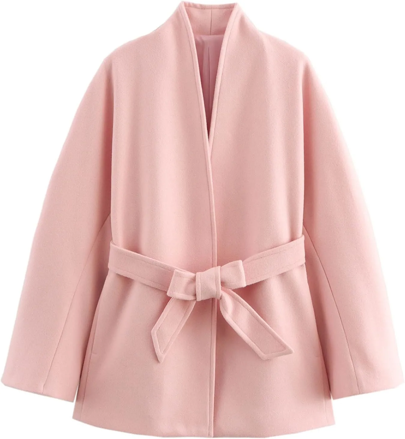 KEOMUD Women's Winter Long Sleeve Trench Coat with Removable Belt,Mid Long Blend Fabric Jacket for Cold Weather