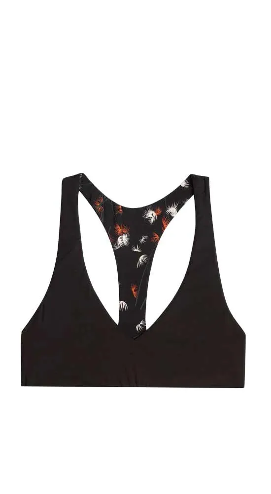 La Jolla Reversible Top- Feather Floral/ Black