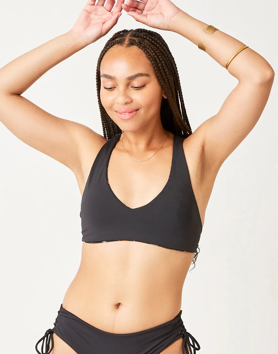 La Jolla Reversible Top- Feather Floral/ Black
