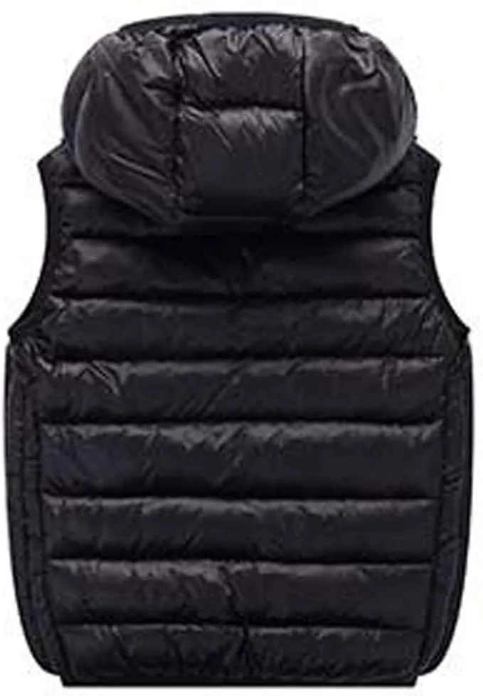 LANBAOSI Boys Girls Winter Hooded Puffer Vest Kids Lightweight Sleeveless Jacket