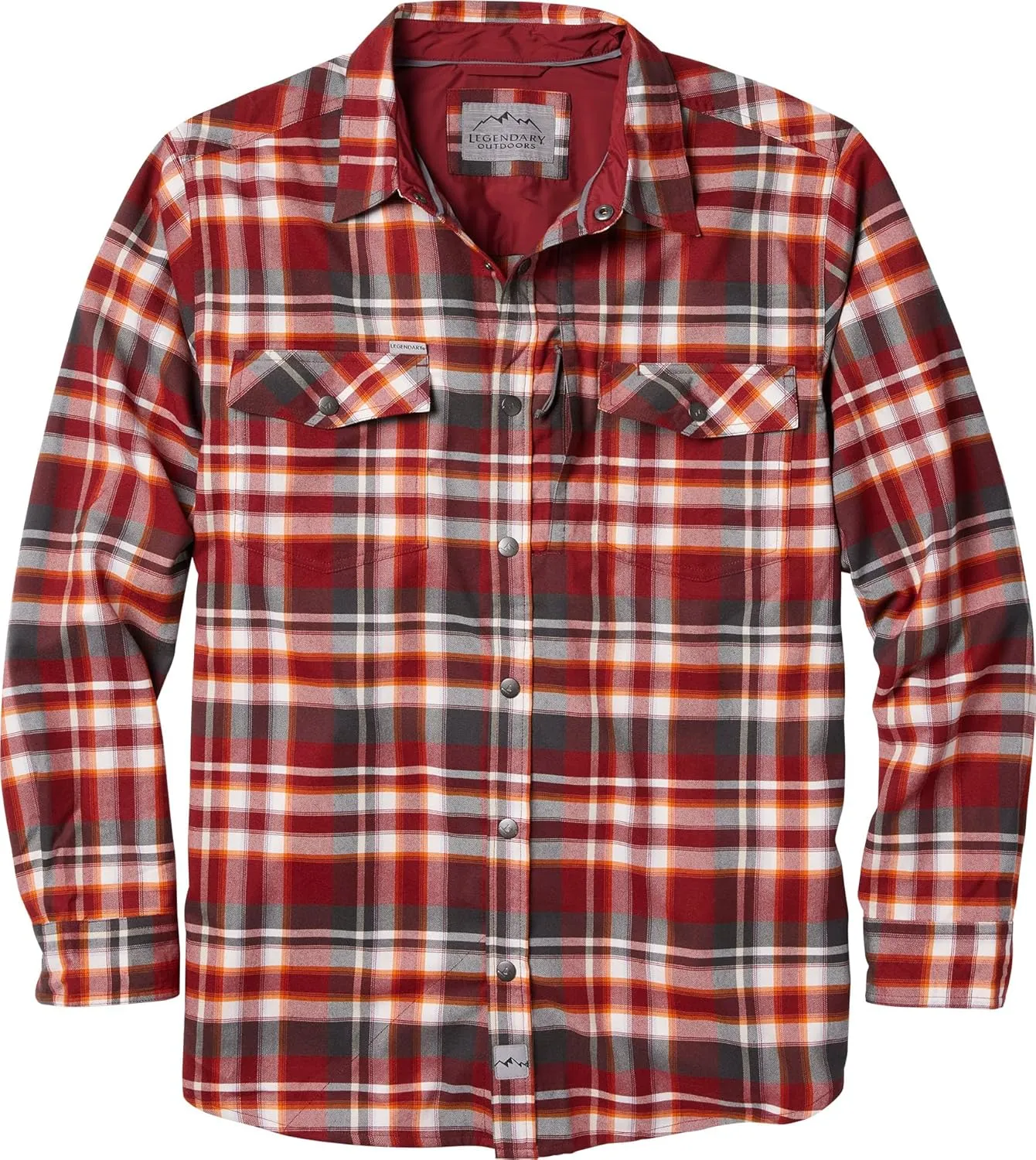 Legendary Whitetails Men's Performance Stretch Plaid Flannel Long Sleeve Snap Down Shirt Moisture Wicking Quick Dry
