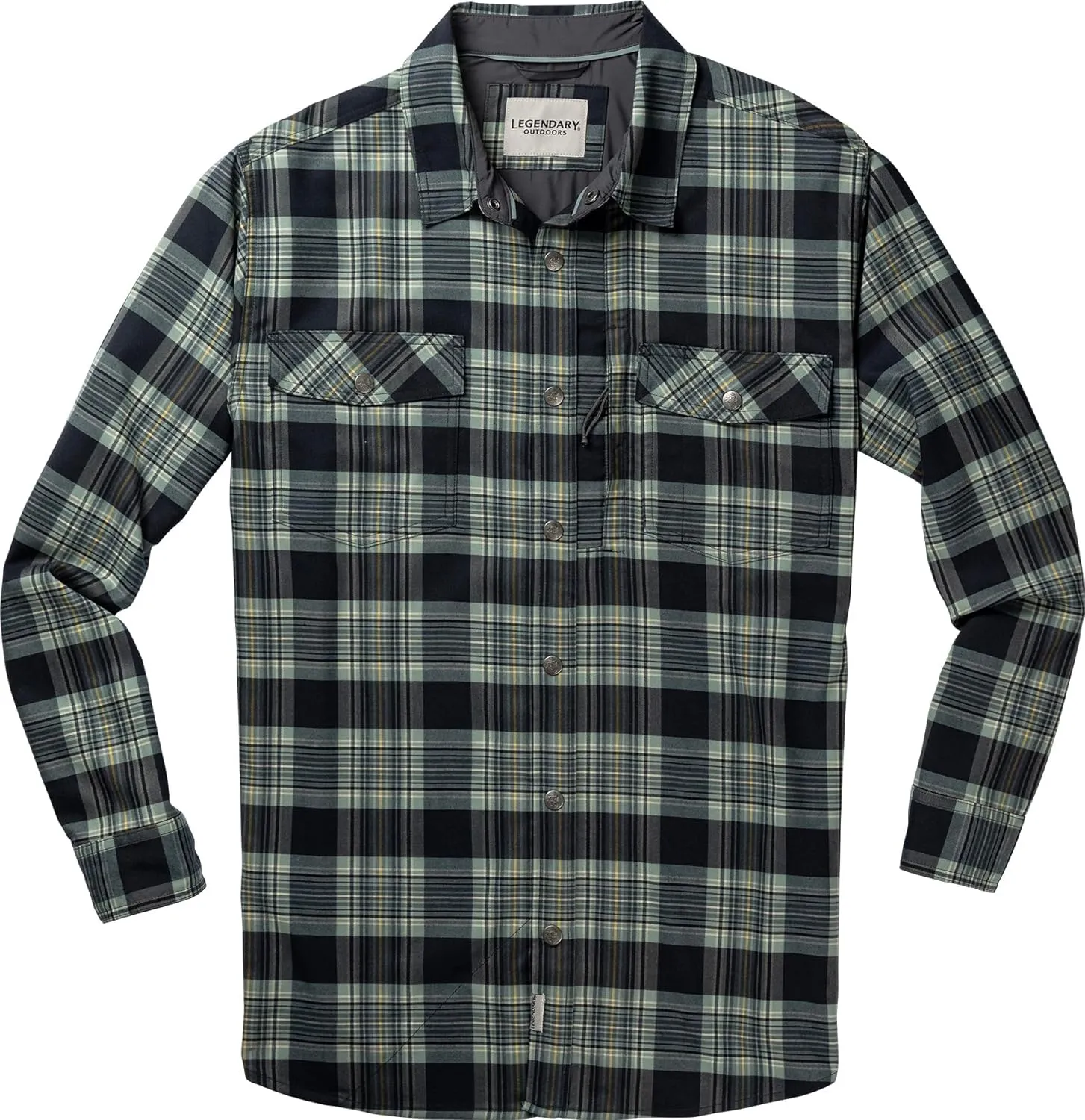 Legendary Whitetails Men's Performance Stretch Plaid Flannel Long Sleeve Snap Down Shirt Moisture Wicking Quick Dry