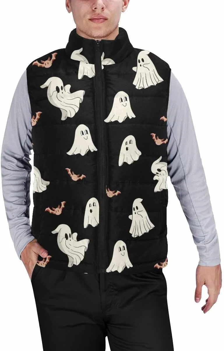 Lightweight Vest Men Halloween With Spooky Ghost Golf Vest Outerwear Warm Sleeveless Running Casual Hiking Vests