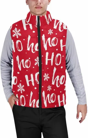 Lightweight Vest Men Hohoho Pattern Men'S Padded Cotton Puffer Vest Winter Sleeveless Jacket Coat Warm Outerwear