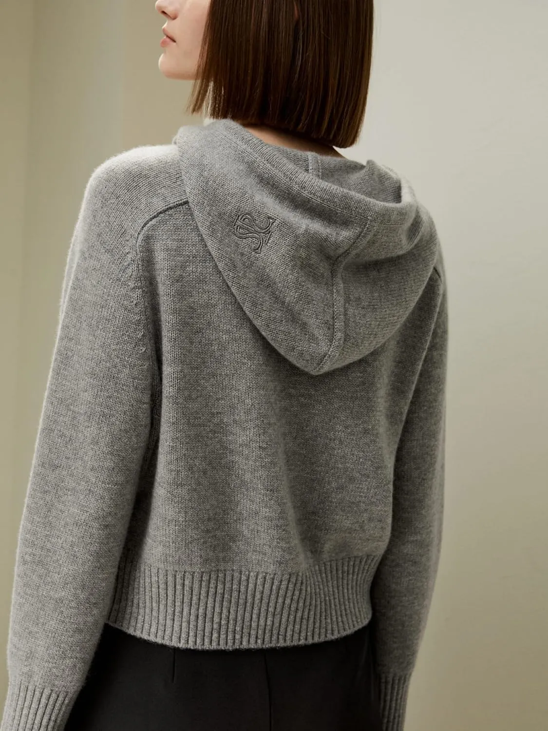 LilySilk Wool Cashmere Cardigan for Women Hoodie Short Zip-Up Sweater Casual Lightweight Warm Winter Knit Outerwear