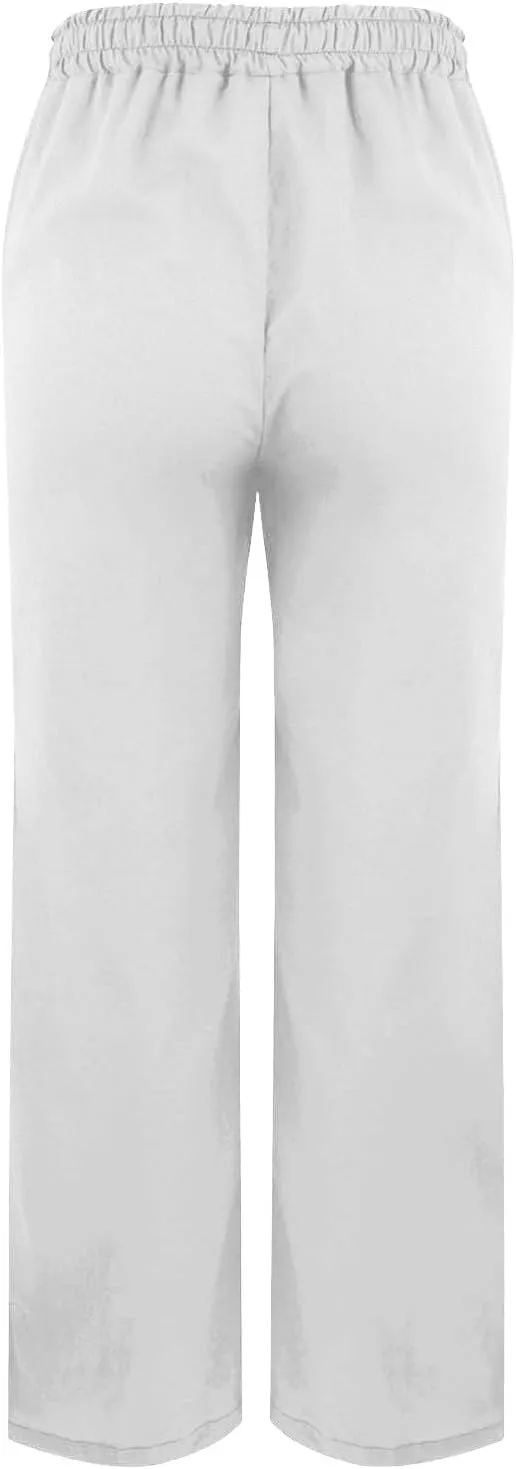 Linen Pants Women High Waisted Elastic Drawstring Beach Pants Casual Loose Lightweight Wide Leg Trousers with Pockets