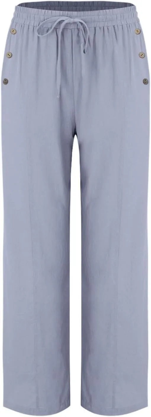 Linen Pants Women Plus Size Palazzo Pants Wide Leg Pant Loose Fit Casual Comfy Lounge Flowy High Waist Trousers