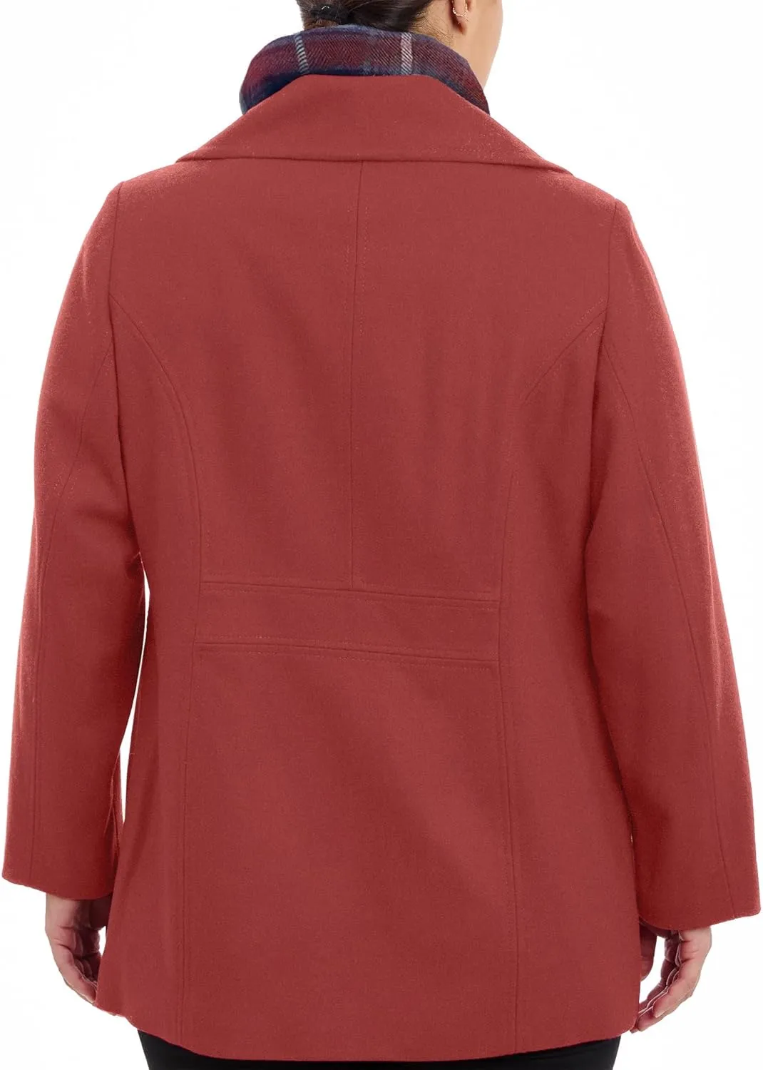 LONDON FOG Women's Plus-Size Double Breasted Peacoat with Scarf
