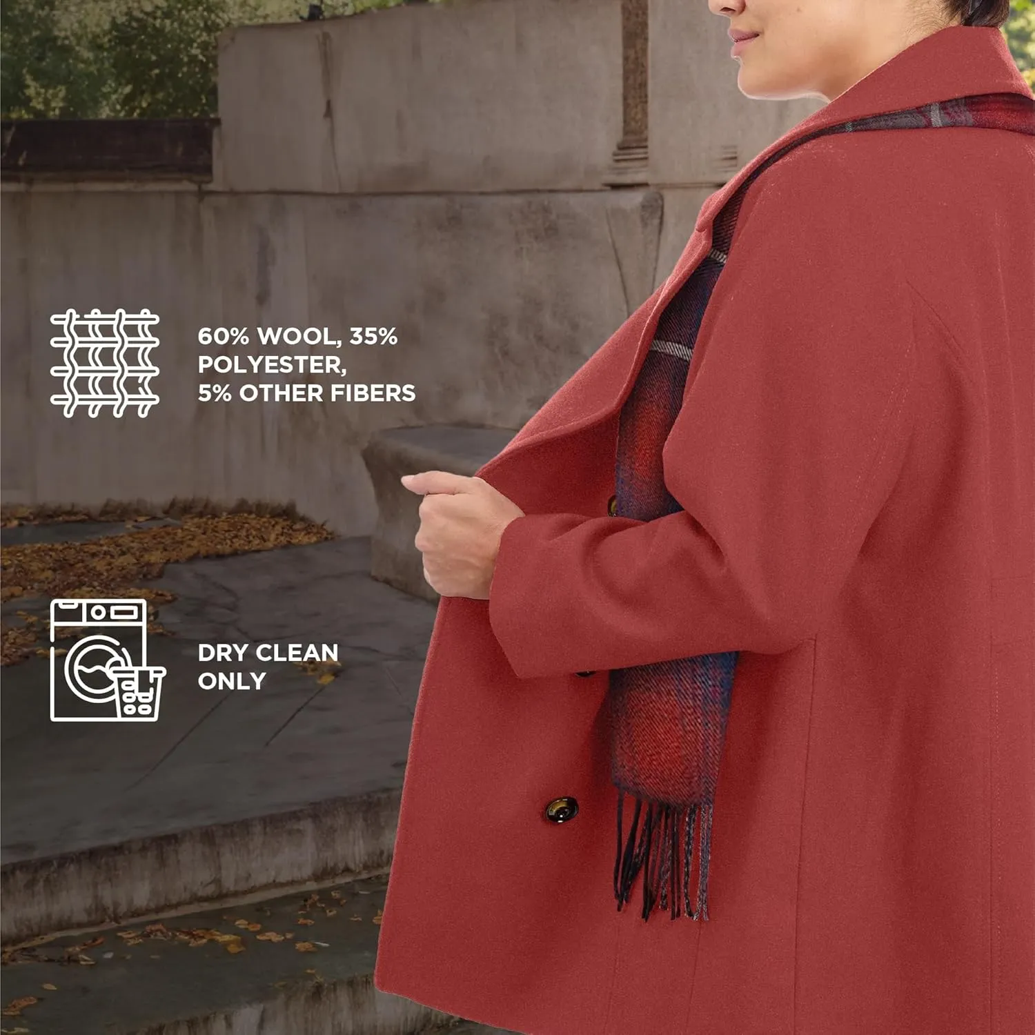 LONDON FOG Women's Plus-Size Double Breasted Peacoat with Scarf