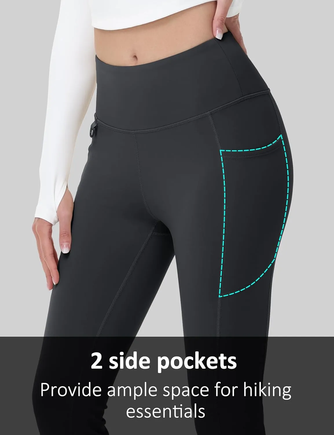 MAGCOMSEN Women's Fleece Lined Flare Pants Waterproof Insulated Winter Pants High Waisted Bootcut Hiking Yoga Leggings