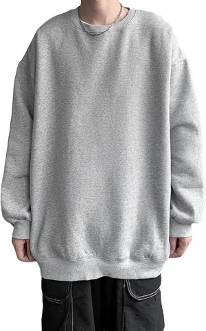 Maiyifu-GJ Men's Lightweight Solid Crewneck Sweatshirt Oversized Long Sleeve Comfort Casual Tops Loose Fit Workout Pullover
