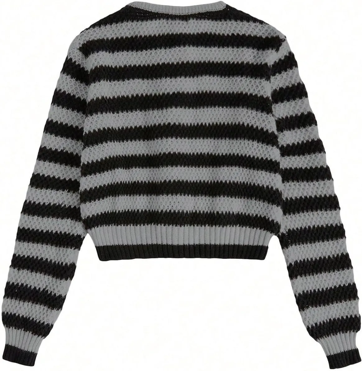 MakeMeChic Women's Striped Cardigan Sweaters Fall Trendy Long Sleeve Button Down Knit Lightweight Cropped Cardigan