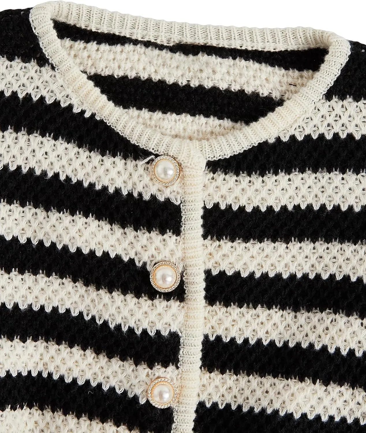 MakeMeChic Women's Striped Cardigan Sweaters Fall Trendy Long Sleeve Button Down Knit Lightweight Cropped Cardigan