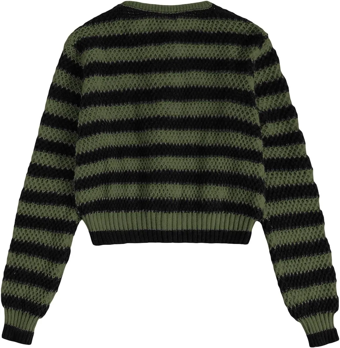 MakeMeChic Women's Striped Cardigan Sweaters Fall Trendy Long Sleeve Button Down Knit Lightweight Cropped Cardigan