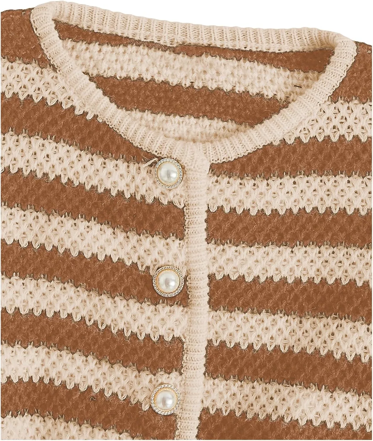 MakeMeChic Women's Striped Cardigan Sweaters Fall Trendy Long Sleeve Button Down Knit Lightweight Cropped Cardigan