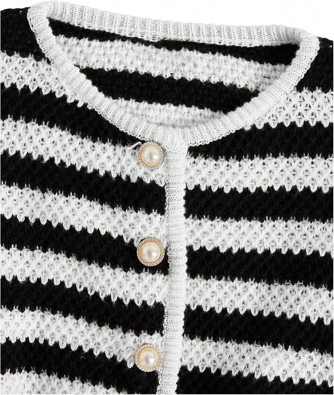 MakeMeChic Women's Striped Cardigan Sweaters Fall Trendy Long Sleeve Button Down Knit Lightweight Cropped Cardigan