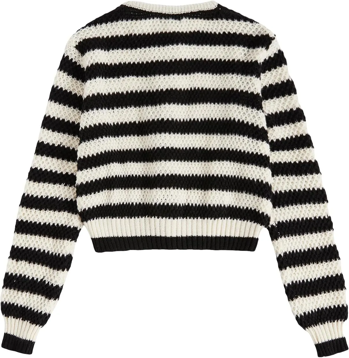 MakeMeChic Women's Striped Cardigan Sweaters Fall Trendy Long Sleeve Button Down Knit Lightweight Cropped Cardigan