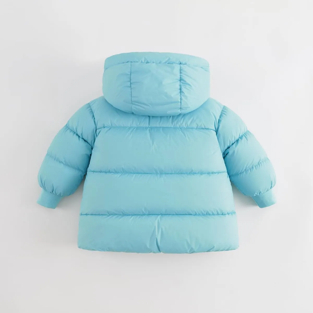 marc & janie Girls Long Sleeve Mid-Length Hooded Down Jacket Solid Button Outerwear Ultralight Warm Tops 231186