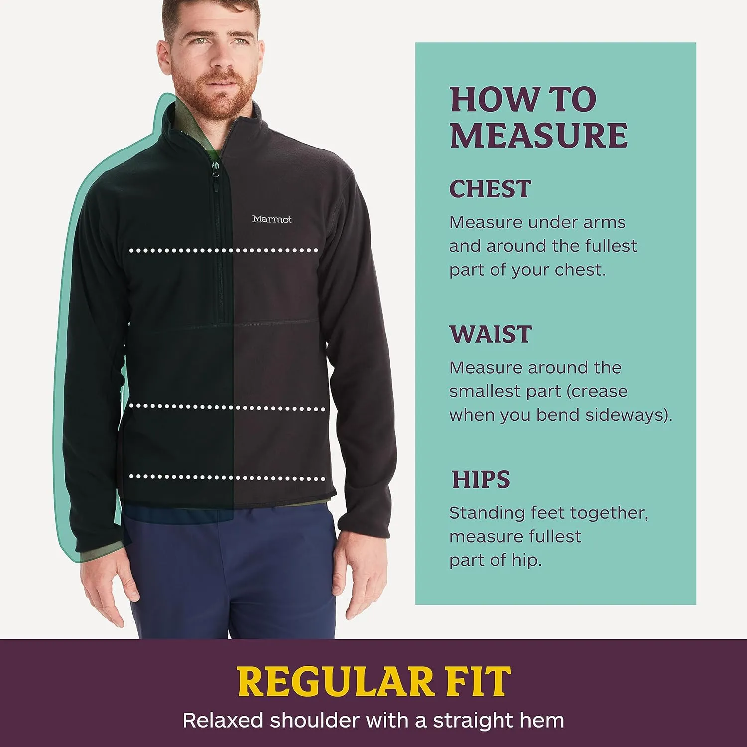 MARMOT Men's Rocklin 1/2 Zip Jacket - Classic, Warm, Lightweight 100-Weight Fleece Layer