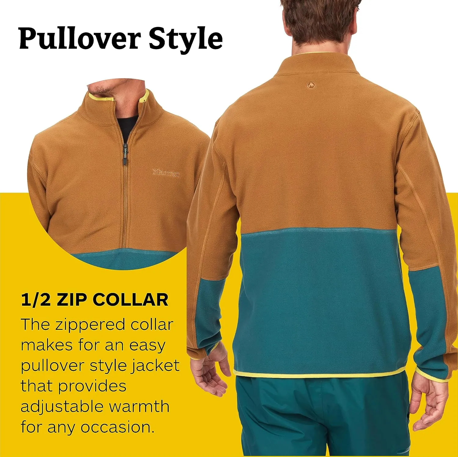 MARMOT Men's Rocklin 1/2 Zip Jacket - Classic, Warm, Lightweight 100-Weight Fleece Layer