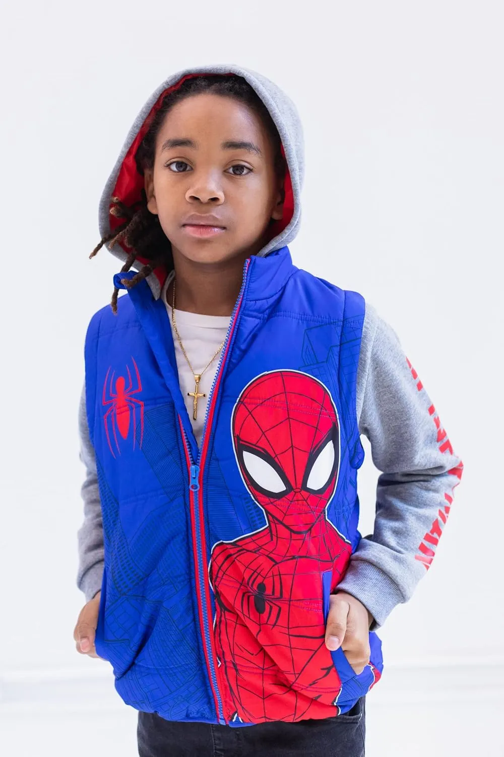 Marvel Spider-Man Zip Up Vest 2fer Jacket Toddler to Big Kid