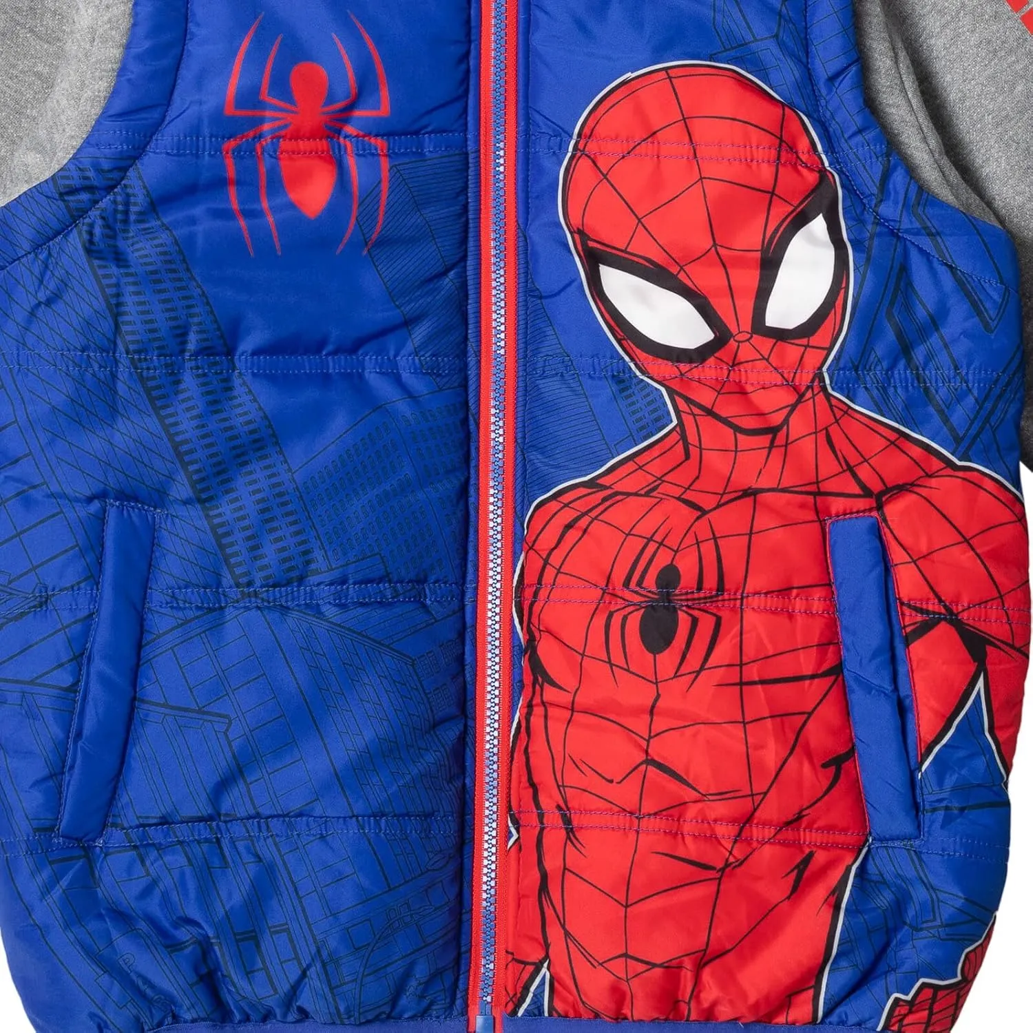 Marvel Spider-Man Zip Up Vest 2fer Jacket Toddler to Big Kid