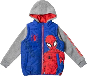 Marvel Spider-Man Zip Up Vest 2fer Jacket Toddler to Big Kid
