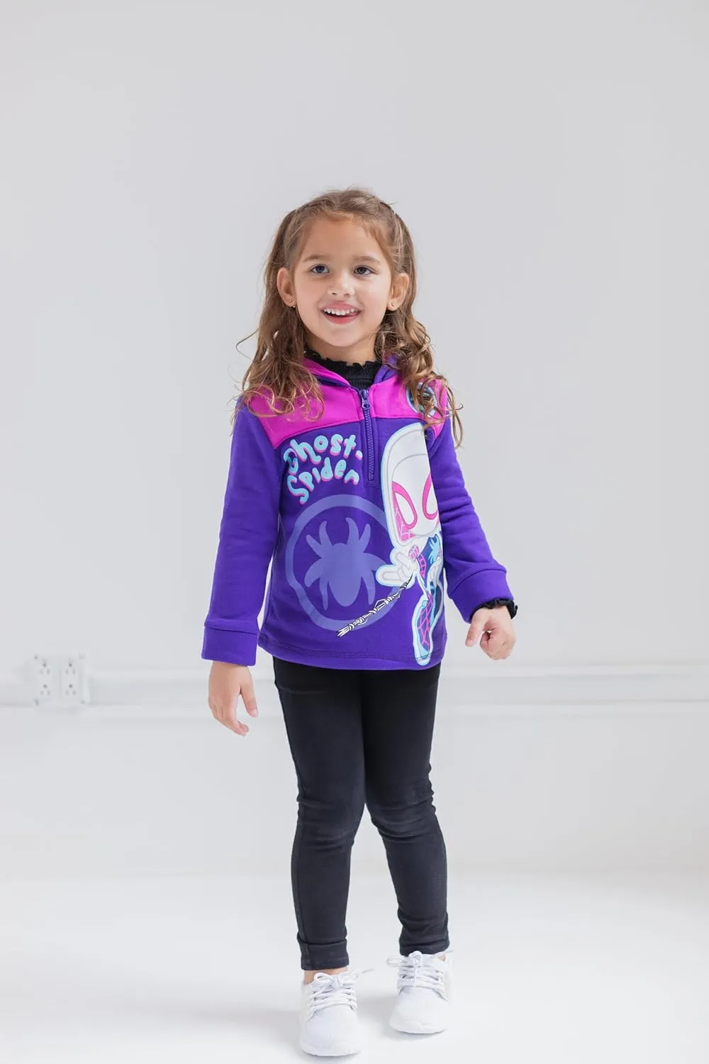 Marvel Spidey and His Amazing Friends Ghost-Spider Miles Morales Spider-Man Fleece Half Zip Hoodie Toddler to Little Kid