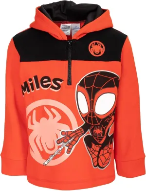 Marvel Spidey and His Amazing Friends Ghost-Spider Miles Morales Spider-Man Fleece Half Zip Hoodie Toddler to Little Kid