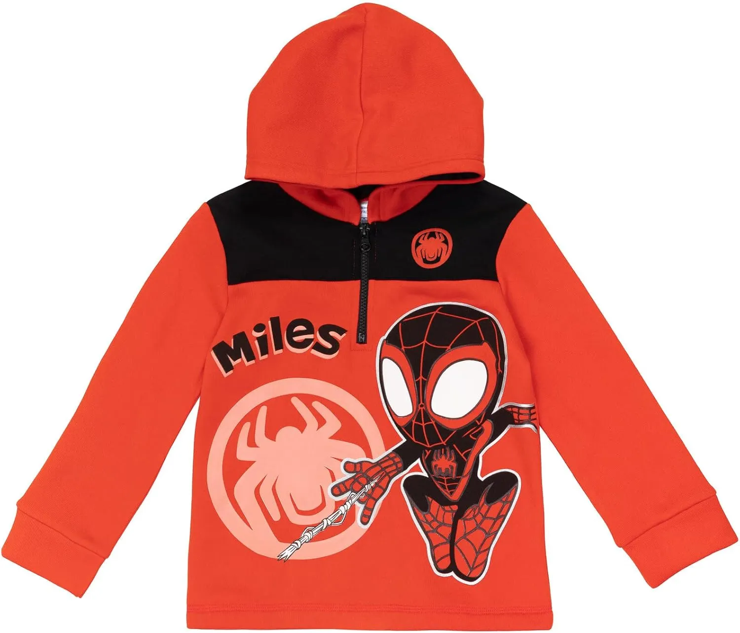 Marvel Spidey and His Amazing Friends Ghost-Spider Miles Morales Spider-Man Fleece Half Zip Hoodie Toddler to Little Kid