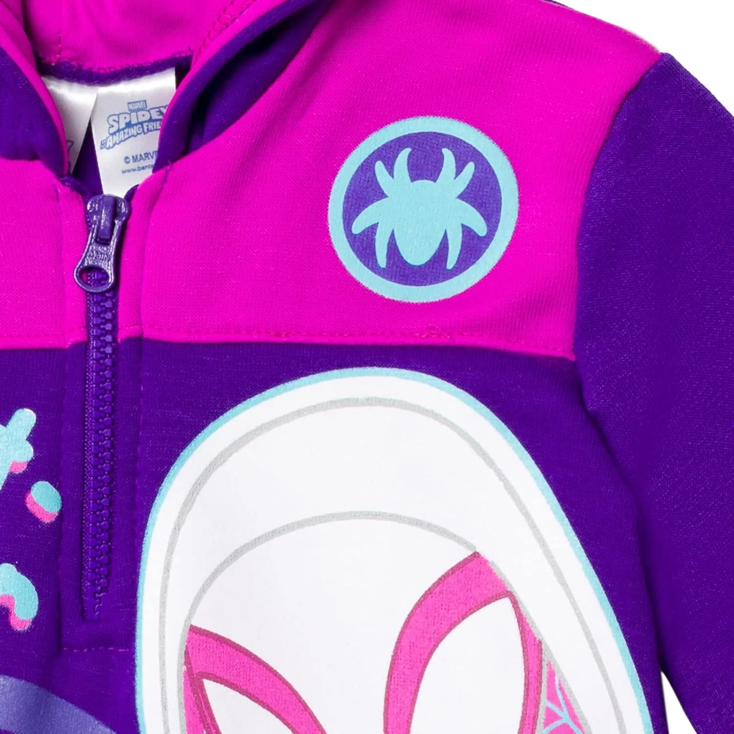 Marvel Spidey and His Amazing Friends Ghost-Spider Miles Morales Spider-Man Fleece Half Zip Hoodie Toddler to Little Kid