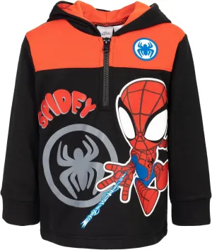 Marvel Spidey and His Amazing Friends Ghost-Spider Miles Morales Spider-Man Fleece Half Zip Hoodie Toddler to Little Kid
