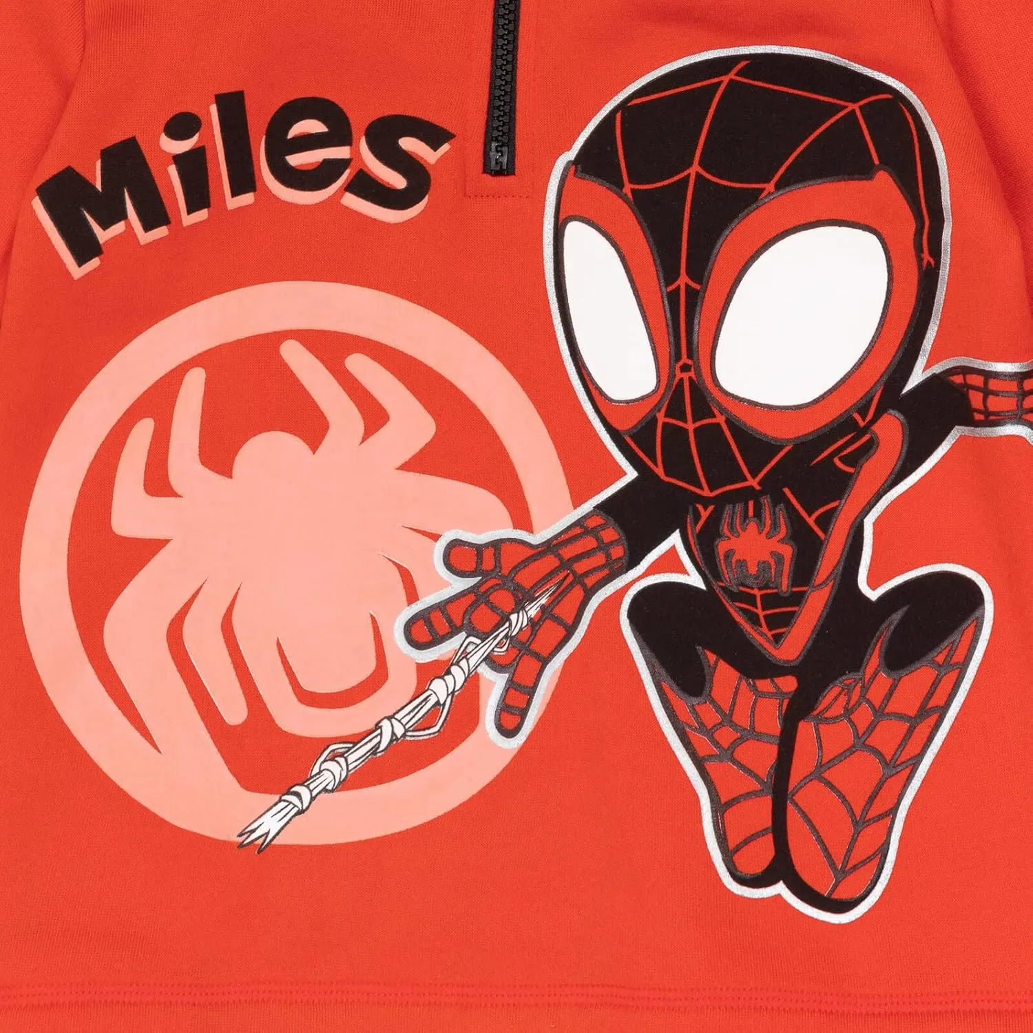 Marvel Spidey and His Amazing Friends Ghost-Spider Miles Morales Spider-Man Fleece Half Zip Hoodie Toddler to Little Kid