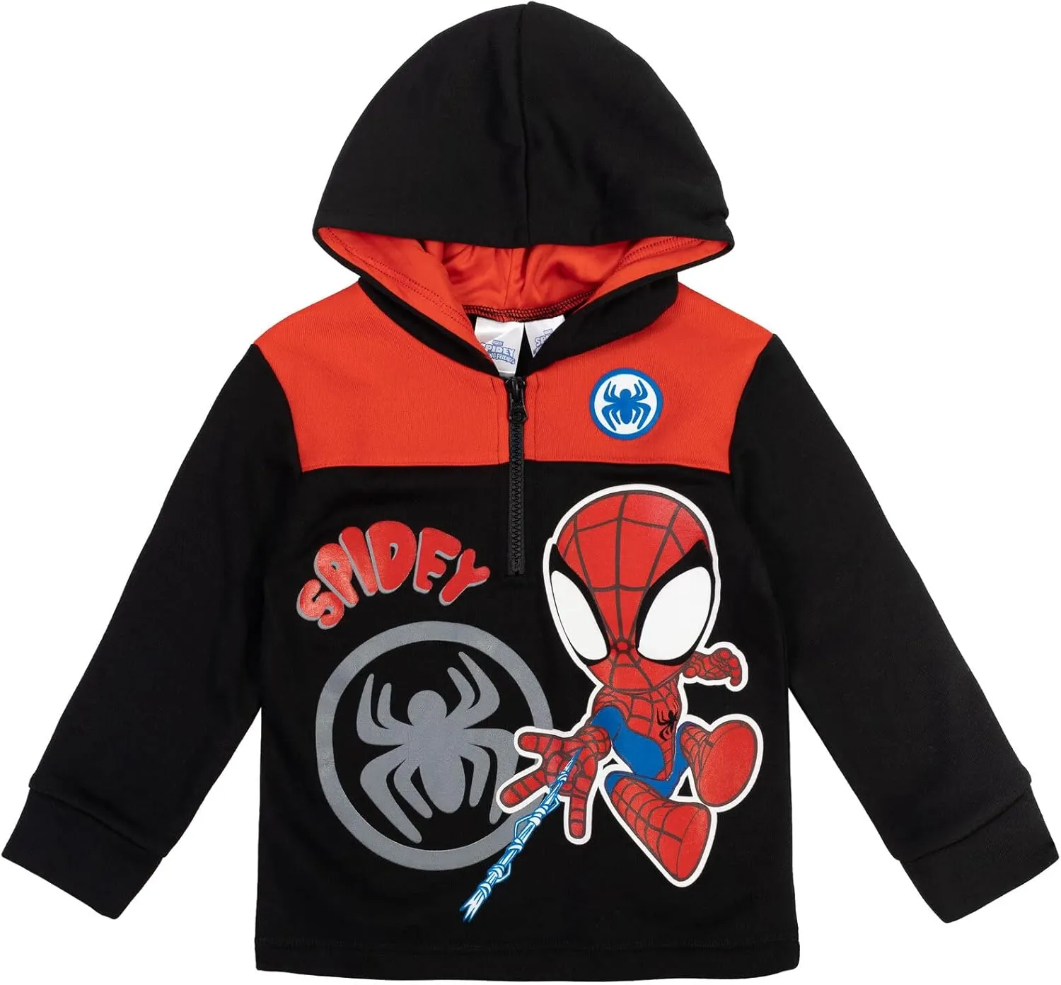 Marvel Spidey and His Amazing Friends Ghost-Spider Miles Morales Spider-Man Fleece Half Zip Hoodie Toddler to Little Kid