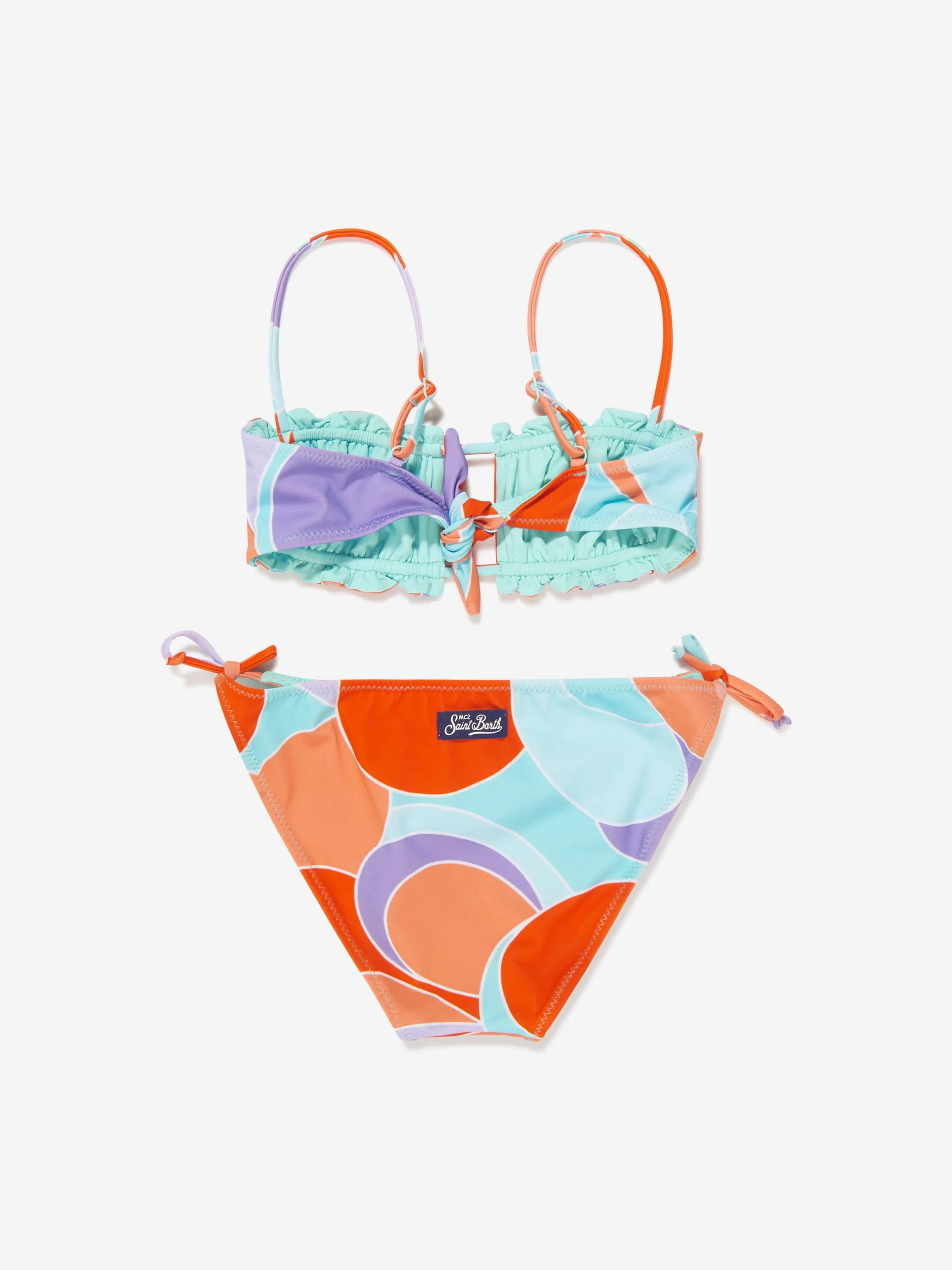 MC2 Saint Barth Girls Bandeau Bikini With Straps in Multicolour