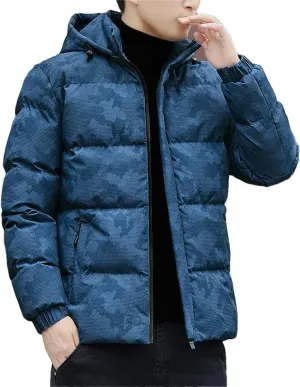 Men Winter Thick Warm Hooded Puffer Jacket Cotton Padded Casual Coat
