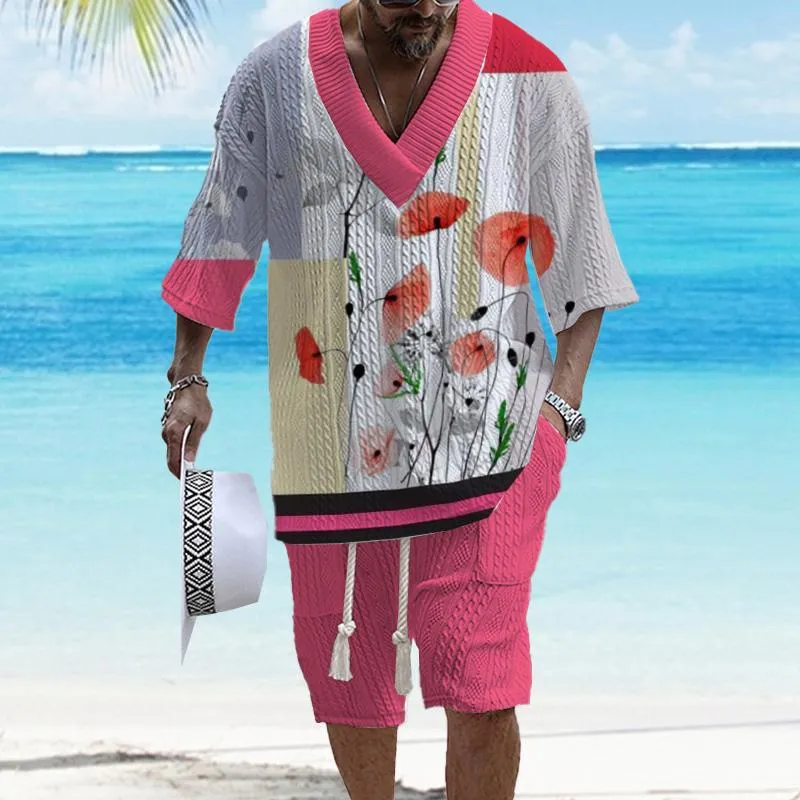 MEN'S ART CASUAL PRINT SHORTS SET 74164001YM